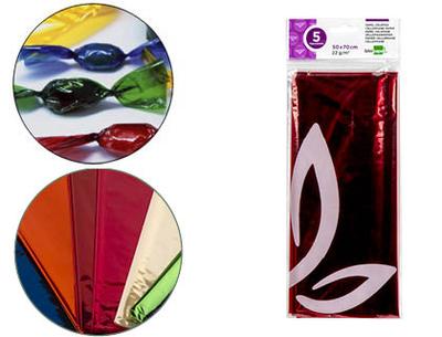 PAPEL CELOFANE 50X70 22G/M2 PACK C/5 FOLHAS VERMELHO QC75024/CL14