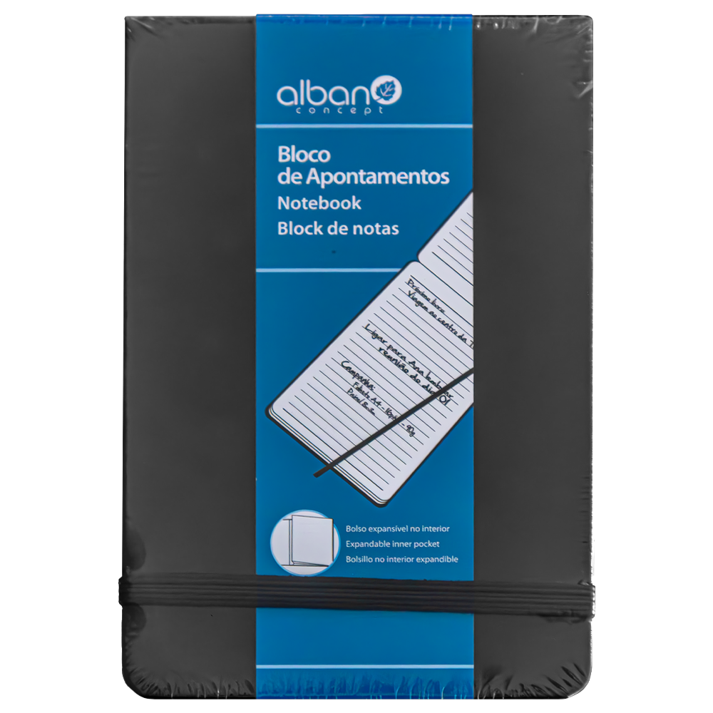 BLOCO BOLSO A6 CAPA DURA IMIT PELE+ELÁST+MARCA ABERTURA VERTICAL PAUT AC1403-01