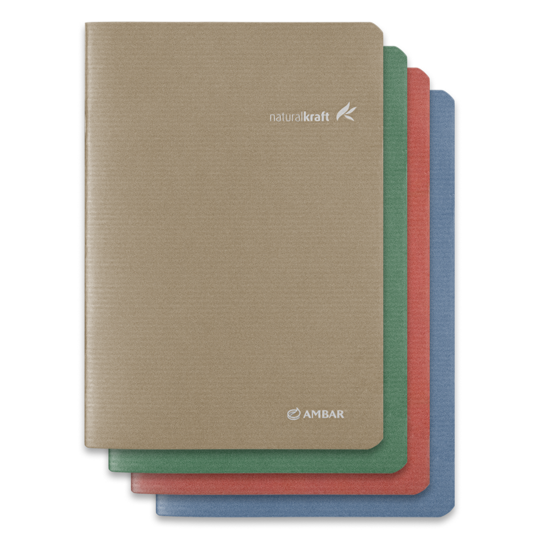 CADERNO AGRAFADO A4 AMBAR NATURAL KRAFT 80FOLHAS PAUTADO 0