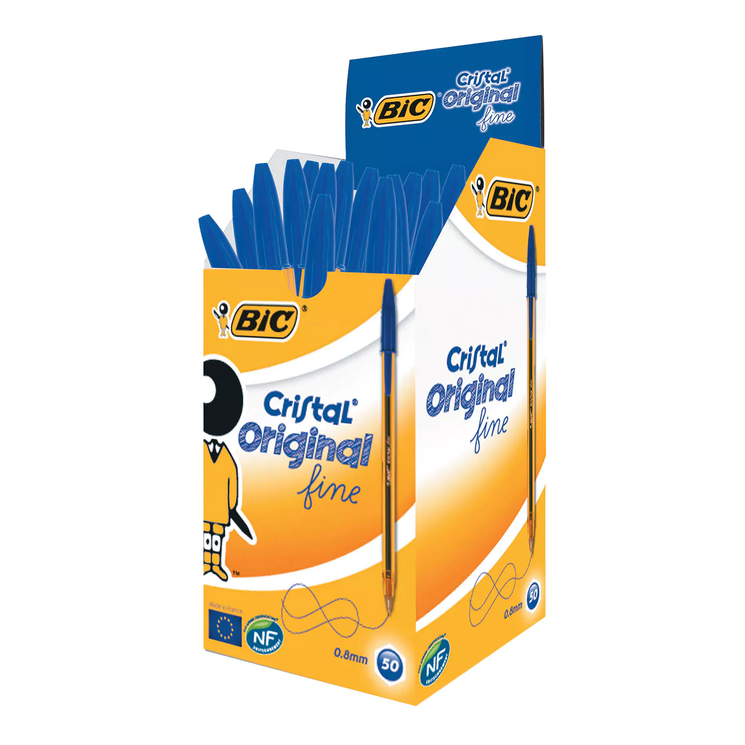 ESFEROGRÁFICA BIC FINA CRISTAL LARANJA AZUL 872730 2