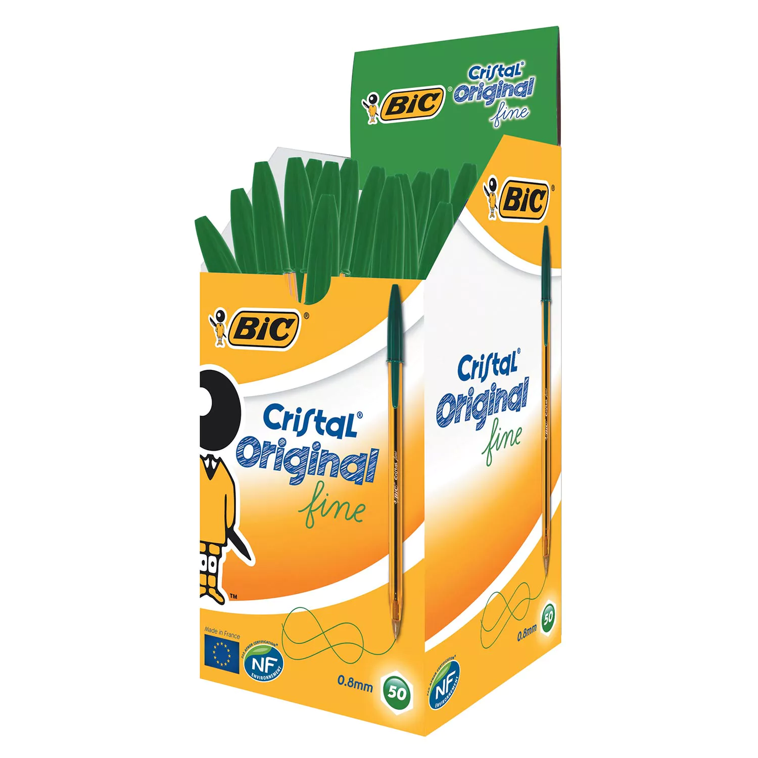 ESFEROGRÁFICA BIC FINA CRISTAL LARANJA VERDE 872729 2