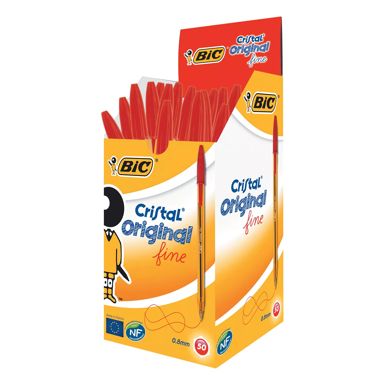 ESFEROGRÁFICA BIC FINA CRISTAL LARANJA VERMELHA 872720 2