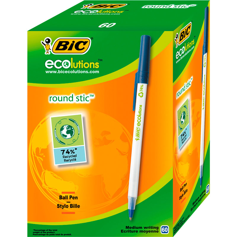 ESFEROGRÁFICA BIC ROUND STIC ECOLUTIONS 74%RECICLADA AZUL 0