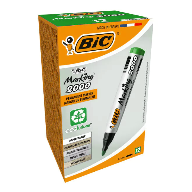 MARCADOR TINTA PERMANENTE BIC MARKING 2000 VERDE 820912 1