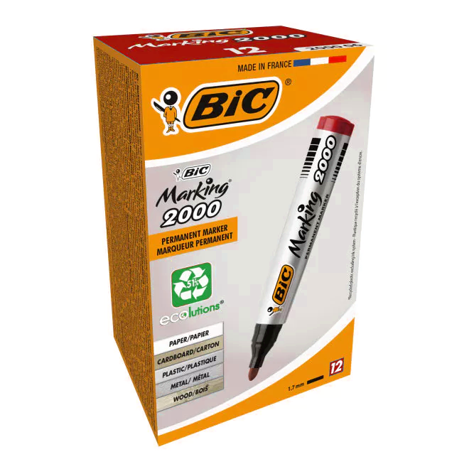MARCADOR TINTA PERMANENTE BIC MARKING 2000 VERMELHO 820913 1
