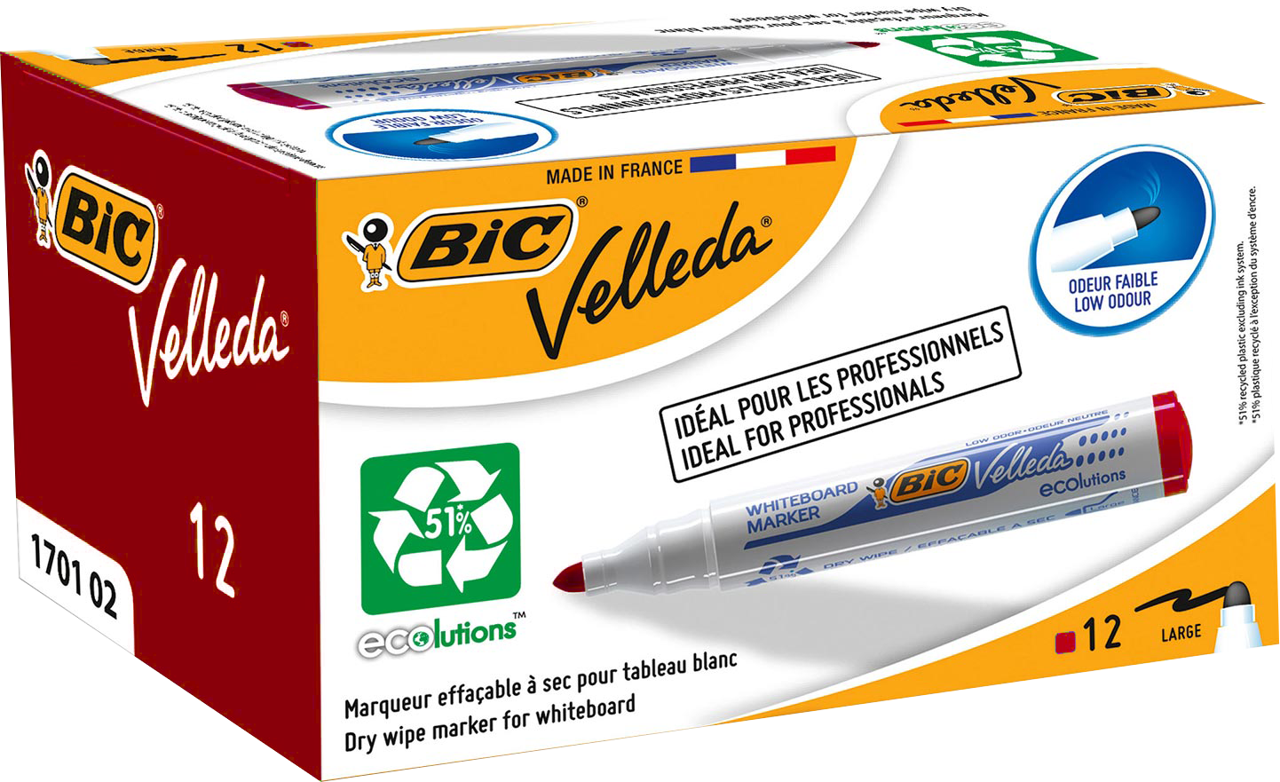 MARCADOR QUADRO BRANCO BIC VELLEDA VERMELHO 1