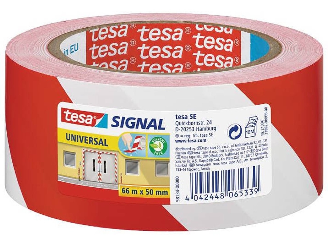FITA ADESIVA PP ROLO 50MMX66M P/ MARCAÇÃO VERMELHO/BRANCO TESA 58134-00000-00 1