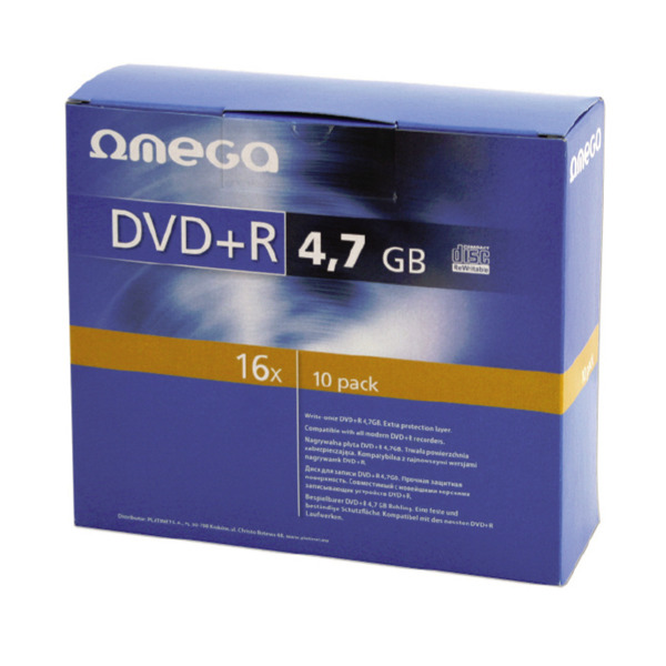 DVD+R 4.7GB 16X OMEGA SLIM CASE*10 OMD16S+ 56823