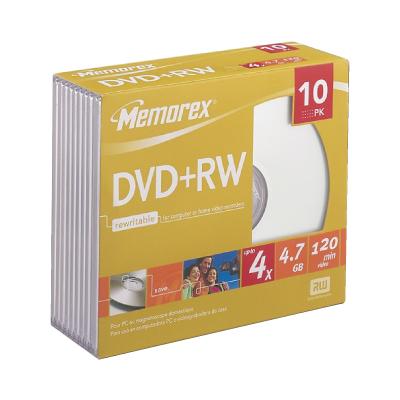 PACK C/10 DVD+RW+CAIXA 4.7GB 4X MEMOREX 120´ 864614-10C