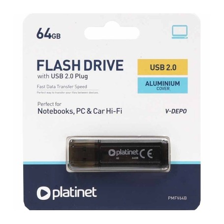 PEN DRIVE USB 2.0 64GB OMEGA PLATINET X-DEPO PRETA PMFV64B 44536