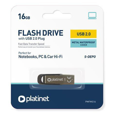 PEN DRIVE USB 2.0 16GB OMEGA PLATINET S-DEPO PRETA/METAL PMFMS16 44846
