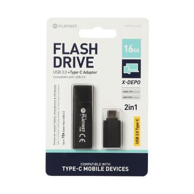 PEN DRIVE USB 3.0 16GB OMEGA PLATINET X-DEPO 2.0 COMPATIBLE 2EM1 PMFEC316B 44241
