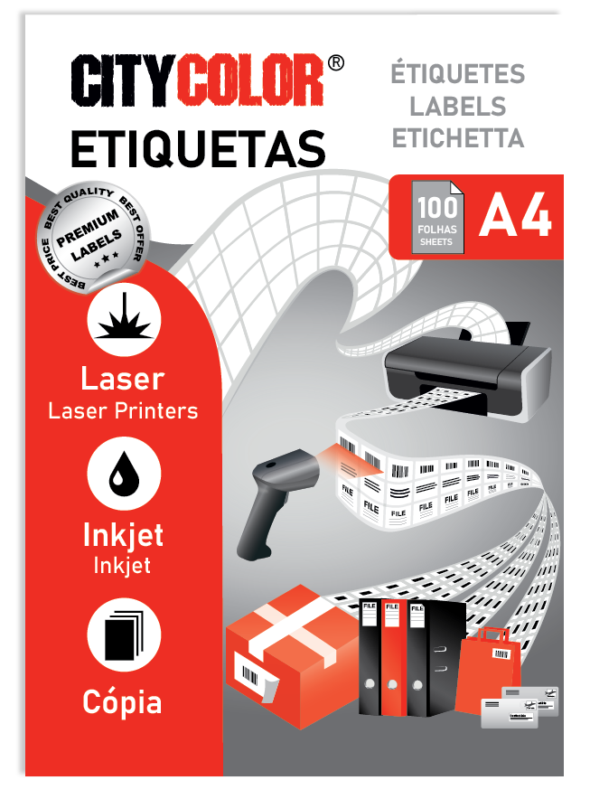 ETIQUETA CITYCOLOR CAIXA C/100FOLHAS 190X70 (1000UN) CITY13130 0