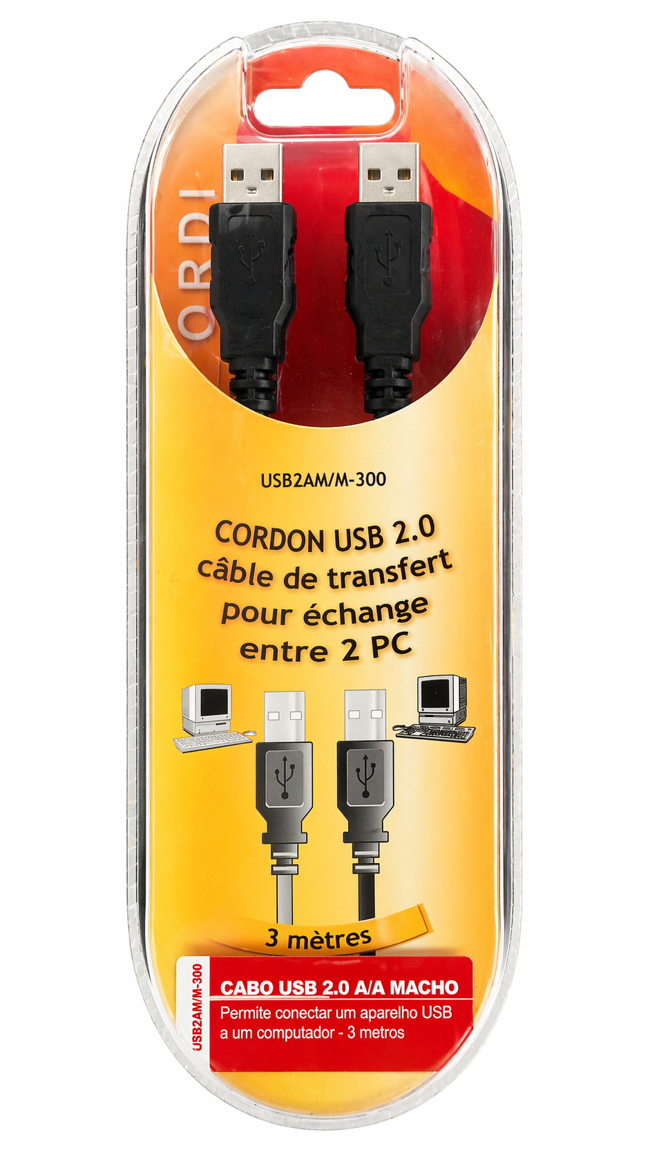 CABO USB MACHO/MACHO EXTENSÃO 3M PC/PC D2 USB2AM/M-300 85002