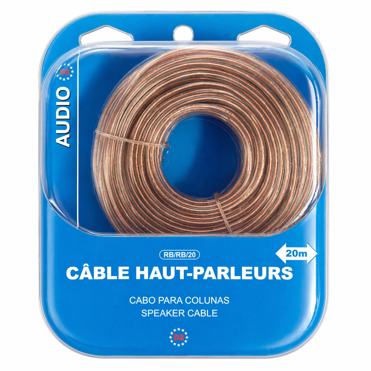 CABO PARA COLUNAS DE SOM EXTENSÃO 20M DIREITO/ESQ ØSECÇÃO 2X0.75MM2  D2 RB/RB/20