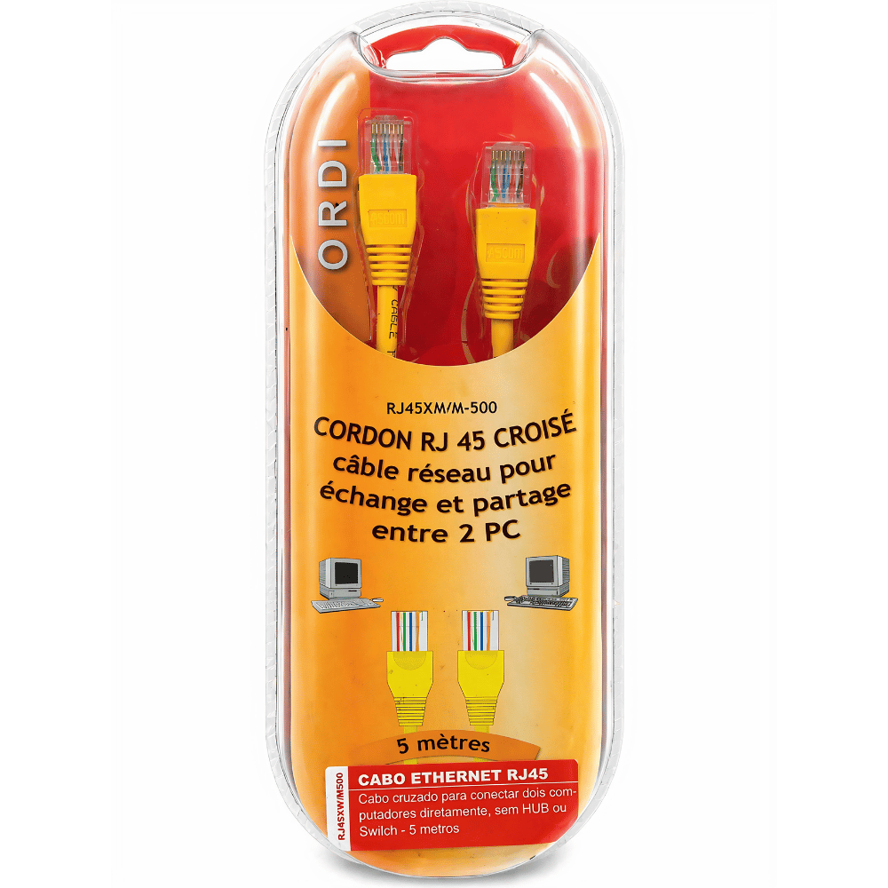 CABO RJ45 5.0M ETHERNET CRUZADO P/LIGAR 2 COMPUTADORES MACHO/MACHO RJ45XM/M-500