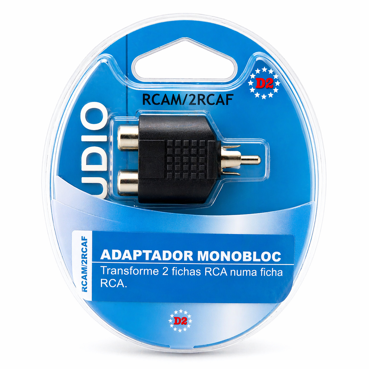 ADAPTADOR MONOBLOCO AUDIO TRANSFORMA 1 RCA EM 2 RCA D2RCAM/2RCAF 62163