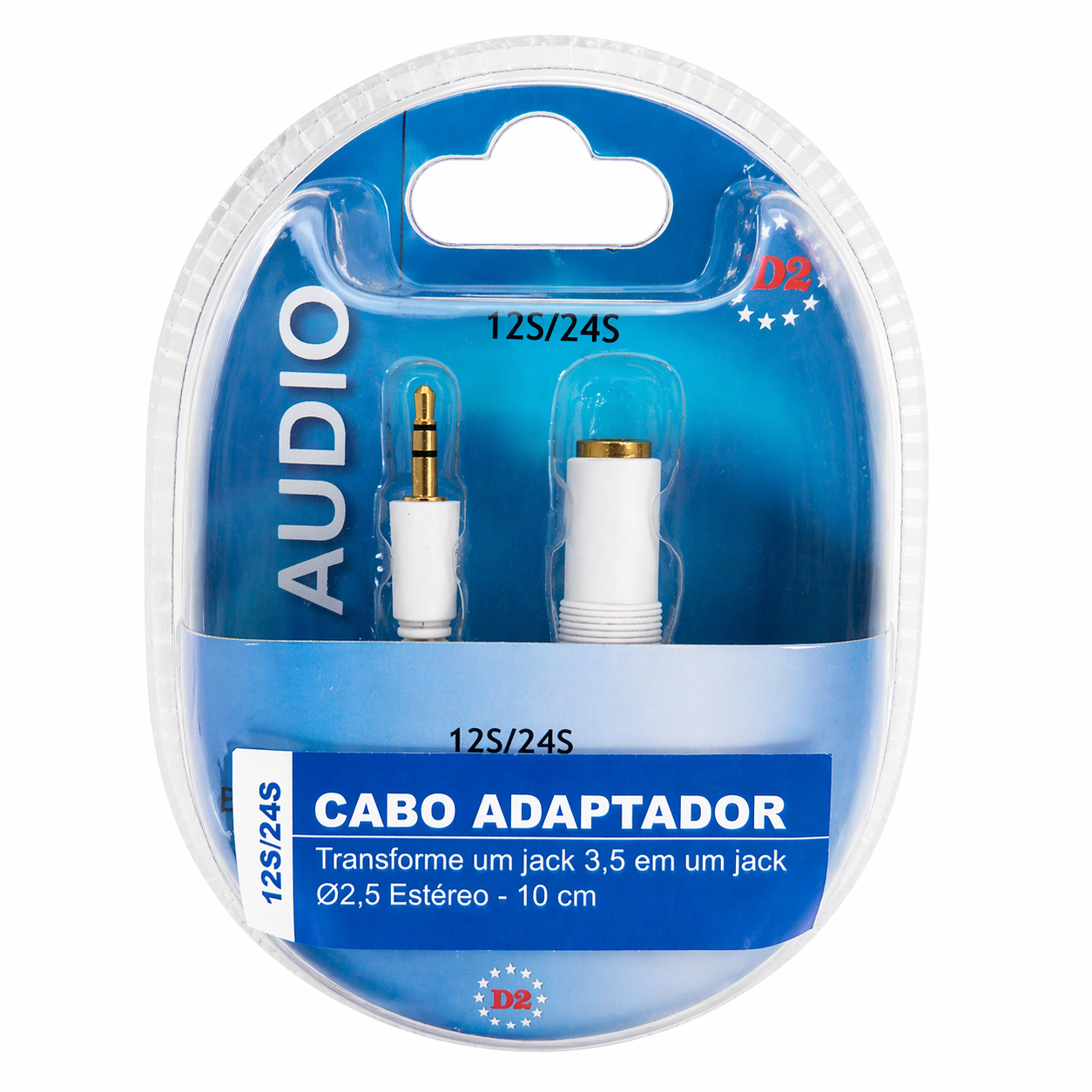 ADAPTADOR AUDIO STEREO TRANSFORMA JACK Ø3.5 EM Ø2.5 10CM D2 12S/24S