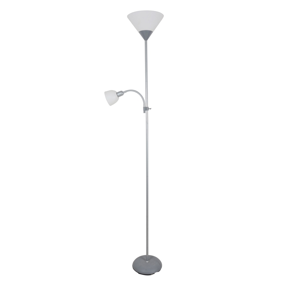 CANDEEIRO PÉ 1.80M CLASSII IP20 LED 25W+60W E14+E27 CINZA METAL PFLF066GR