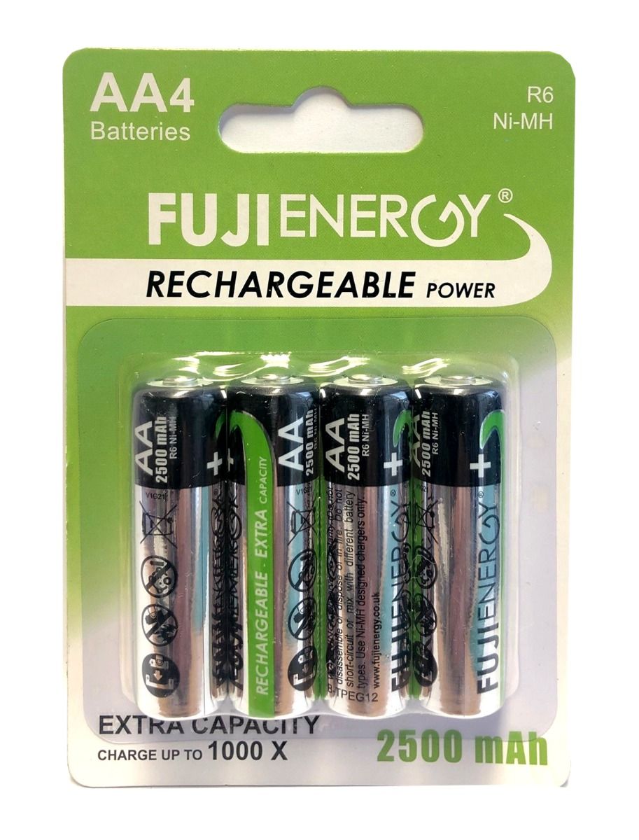 PILHA RECARREGÁVEL LR06/AA 1.5V Ni-MH 2500mAh PACK C/4 PILHAS FUJIENERGY