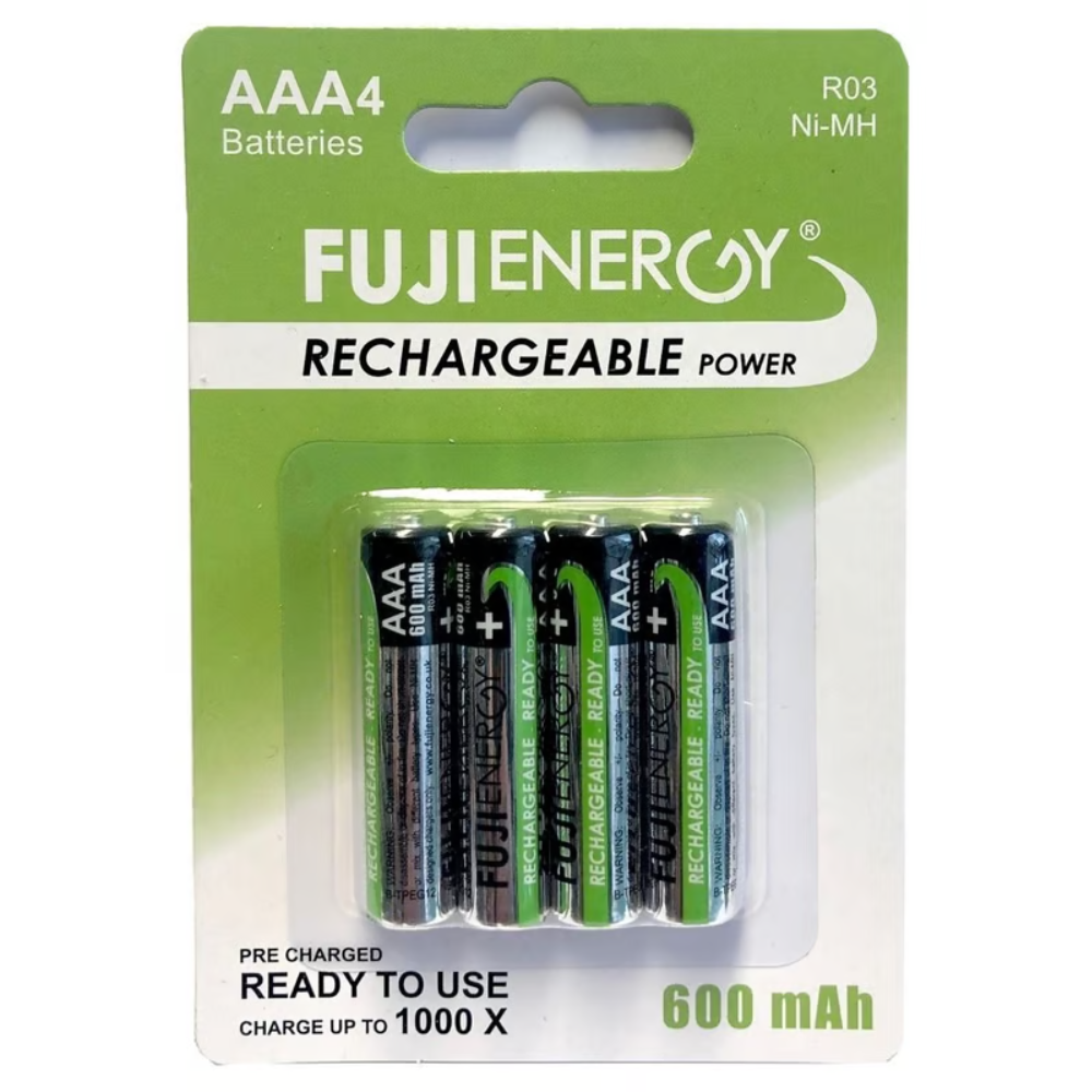 PILHA RECARREGÁVEL LR03/AAA 1.5V Ni-MH 600mAh PACKC/4 PILHAS FUJIENERGY