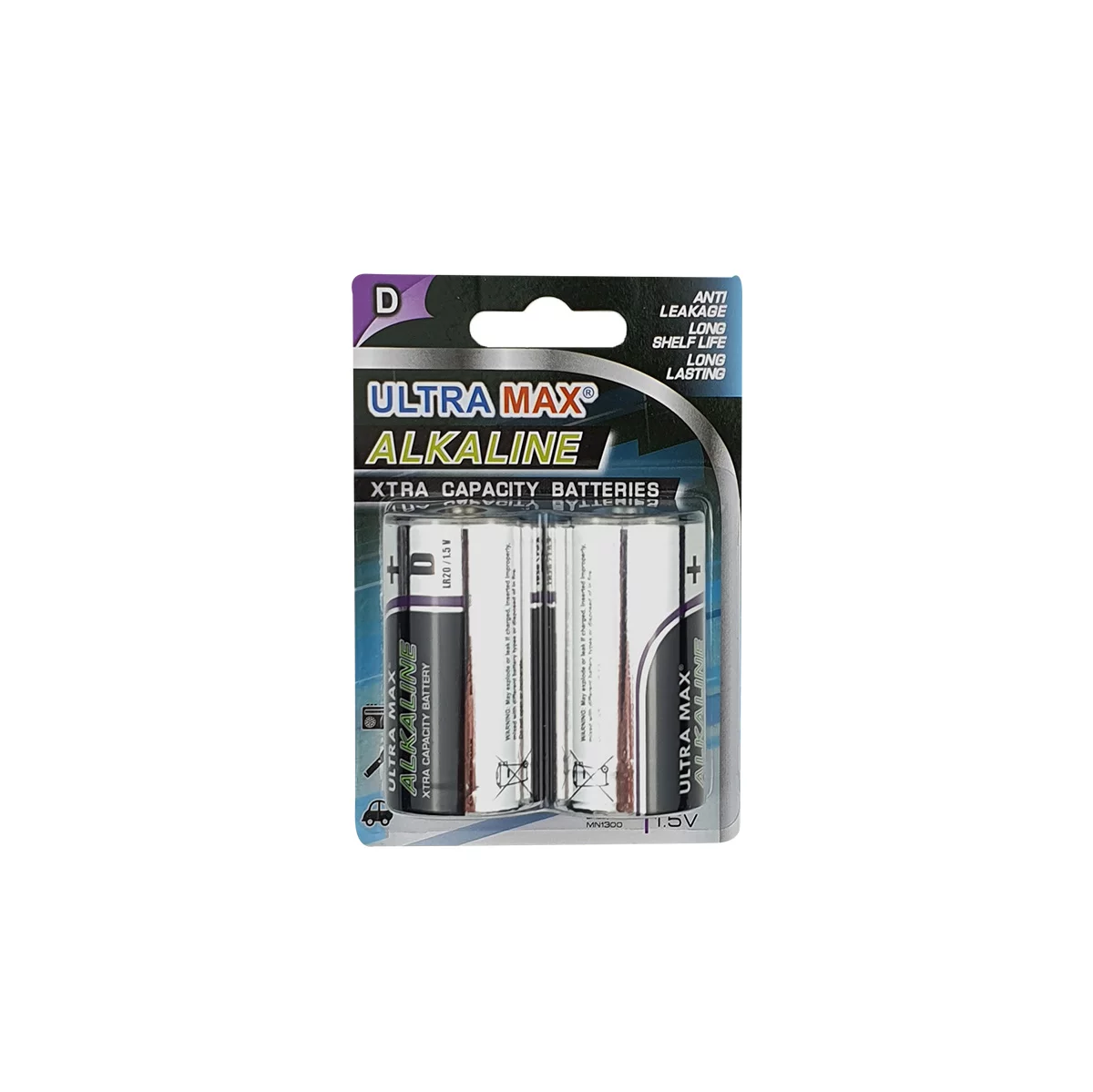 PILHA LR20/D ALCALINA 1.5V - PACK C/2 PILHAS ULTRAMAX ANTI LEAK DUMAX