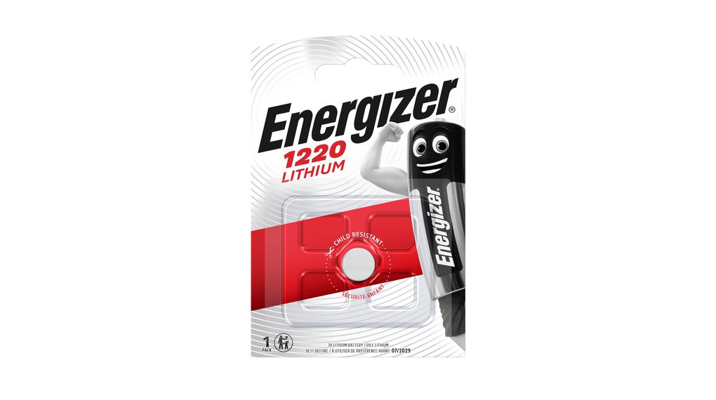 PILHA CR1220 LÍTIO 3V - PACK C/1PILHA ENERGIZER ENEBCR1220