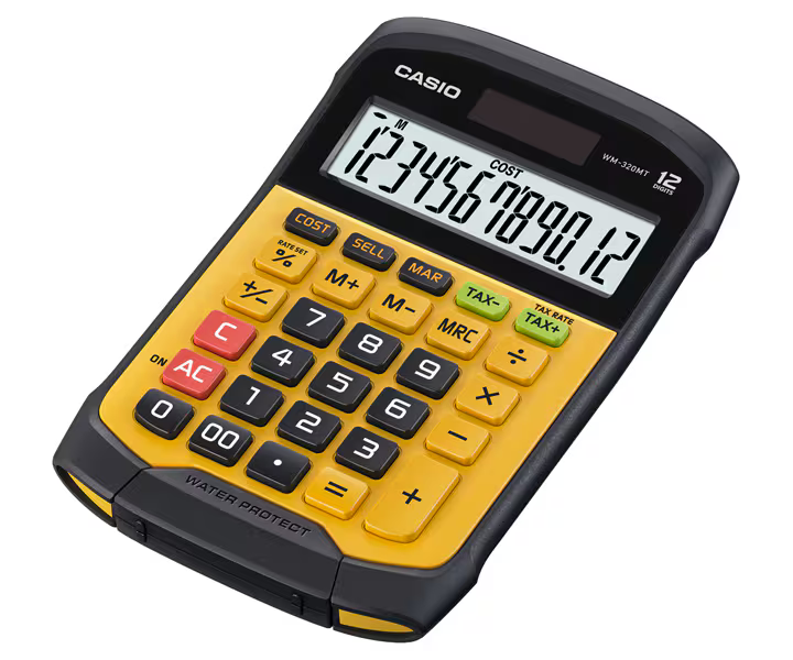 CALCULADORA CASIO SECRETÁRIA WM-320MT À PROVA DE ÁGUA E PÓ