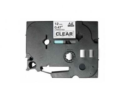 FITA COMPATIVEL P/BROTHER P-TOUCH TRANSPARENTE/PRETO 12MMX8M