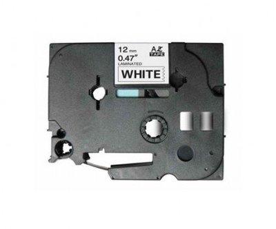 FITA COMPATIVEL P/BROTHER P-TOUCH BRANCO/PRETO 12MMX8M