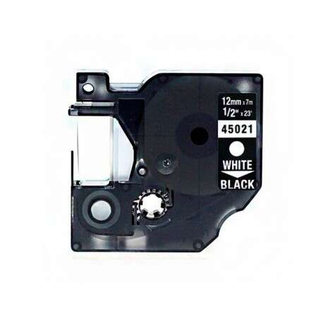 FITA COMPATIVEL P/DYMO 45021 D1 12MMX7M BRANCA>PRETA