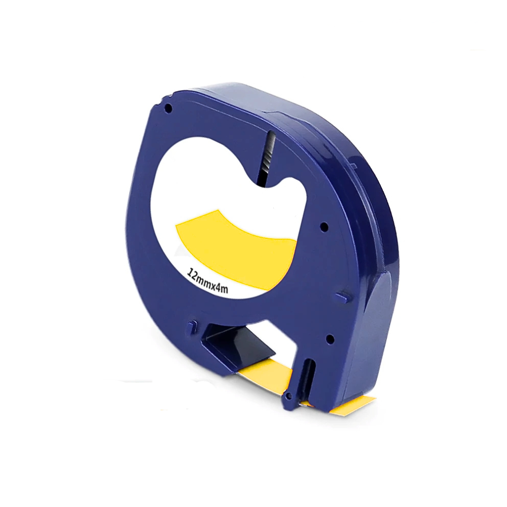 FITA COMPATIVEL P/DYMO 91202 TAG PLÁSTICA 12MMX4MT PRETA>AMARELA