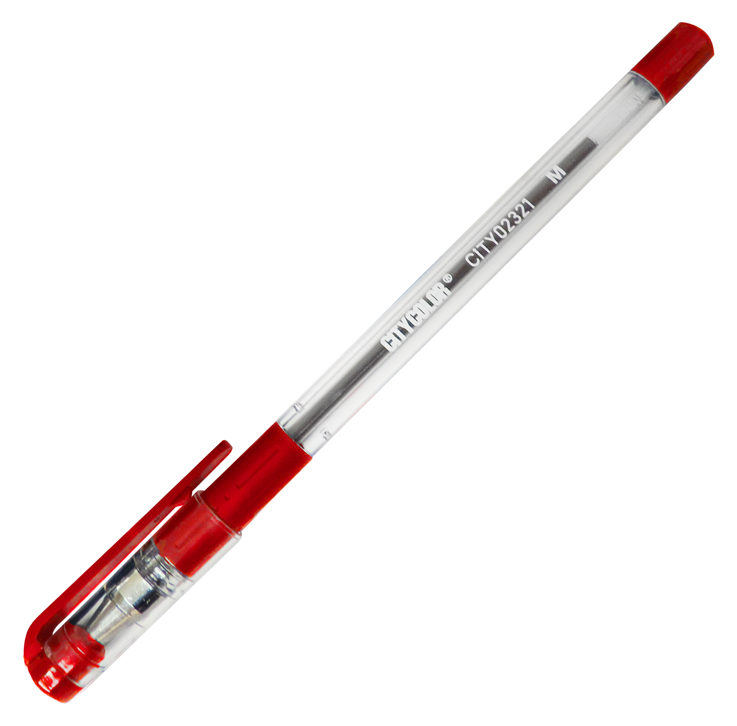 ESFEROGRÁFICA CITYCOLOR MÉDIA CRISTAL PONTA METAL GRIP VERMELHA CITY02323