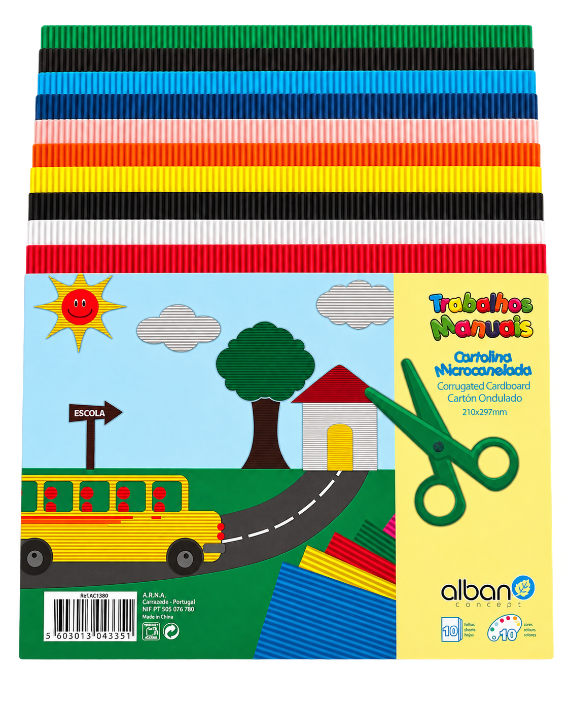 BLOCO CARTOLINA MICROCANELADA PACK COM 10FOLHAS SORTIDAS A4 AC1380