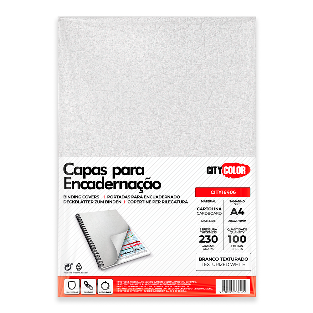 CAPA ENCADERNAR CLT DELTA A4 230GR PACK100 BRANCO CITY16406 0