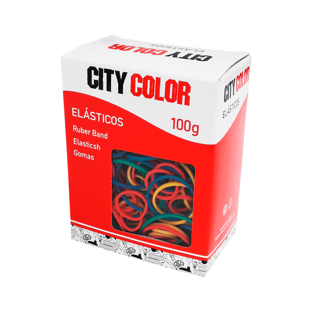 ELÁSTICOS CITYCOLOR CAIXA C/100GR - TAMANHOS SORTIDOS