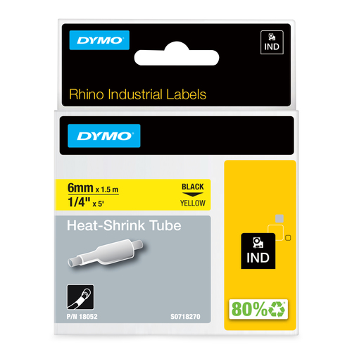 FITA DYMO 18052 RHINO TERMORRETRÁTIL 6MM ID1-6 AMARELO