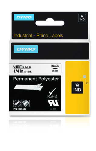 FITA DYMO 1805442 RHINO POLYESTER 6MM ID1-6 BRANCO 0