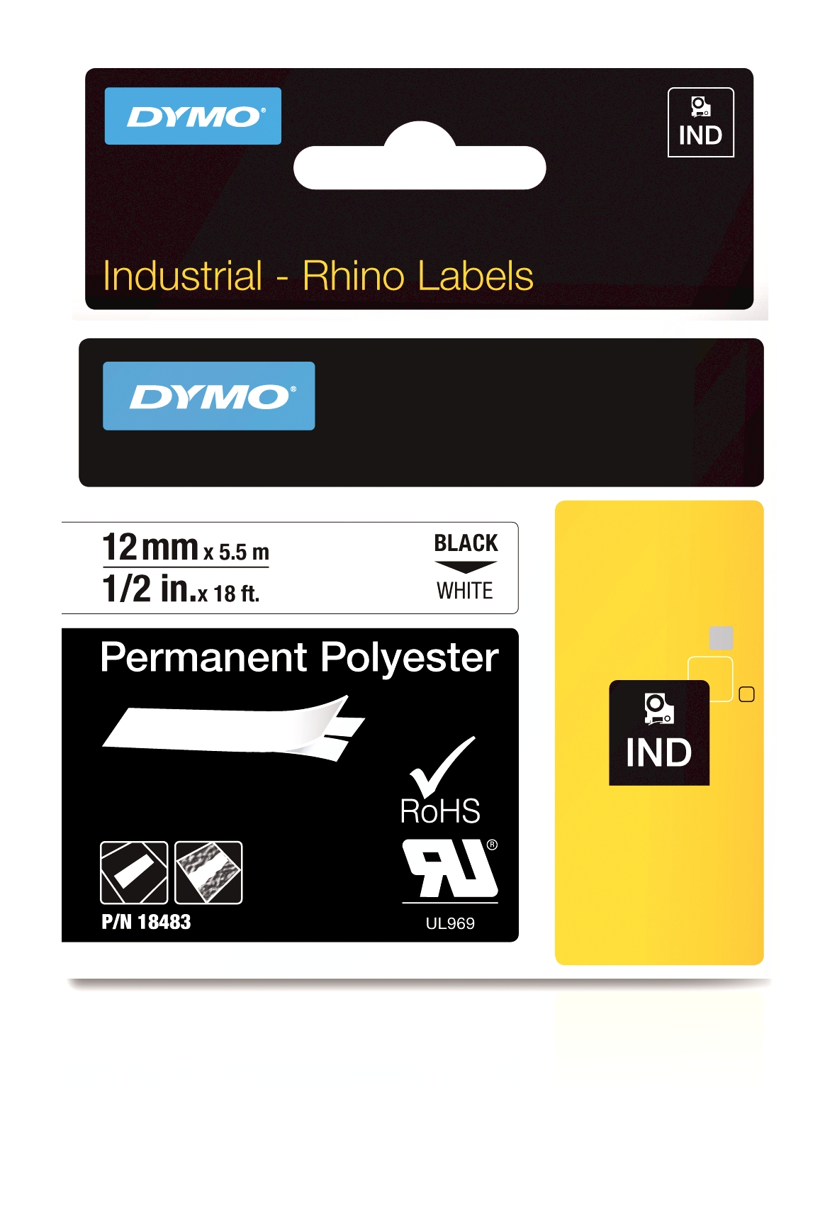 FITA DYMO 18483 RHINO POLYESTER 12MM ID1-12 BRANCO 0