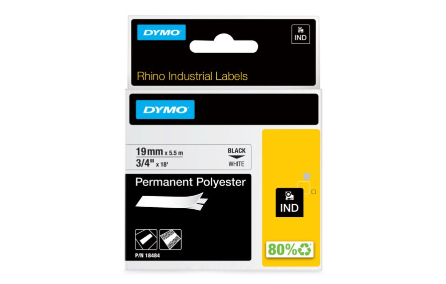 FITA DYMO 18484 RHINO POLYESTER 19MM ID1-19 BRANCO S0718220