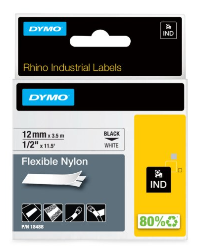FITA DYMO 18488 RHINO NYLON 12MM ID1-12 BRANCO 1