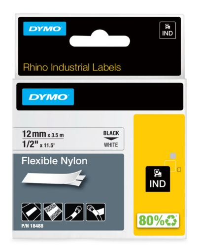 FITA DYMO 18488 RHINO NYLON 12MM ID1-12 BRANCO