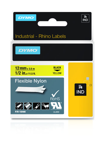 FITA DYMO 18490 RHINO NYLON 12MM ID1-12 AMARELO 0