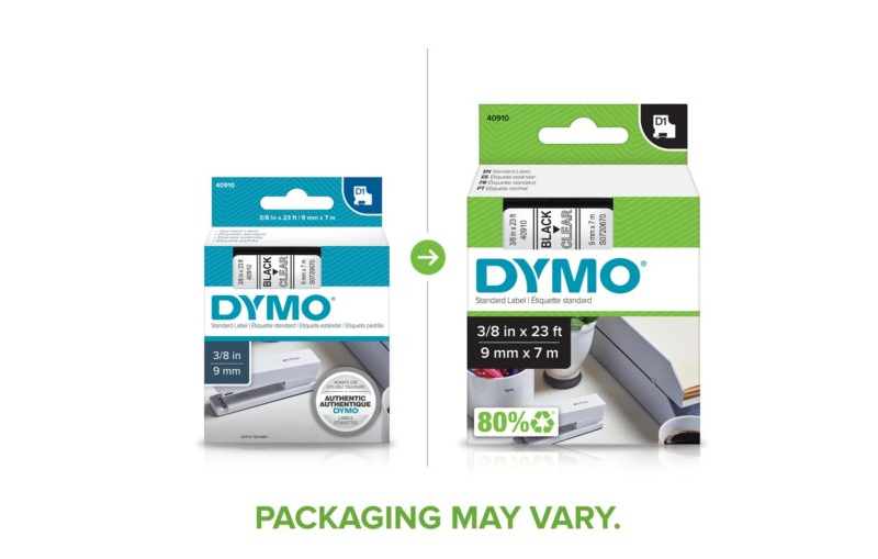 FITA DYMO 40910 D1 9MMX7M PRETO>TRANSPARENTE S0720670 1