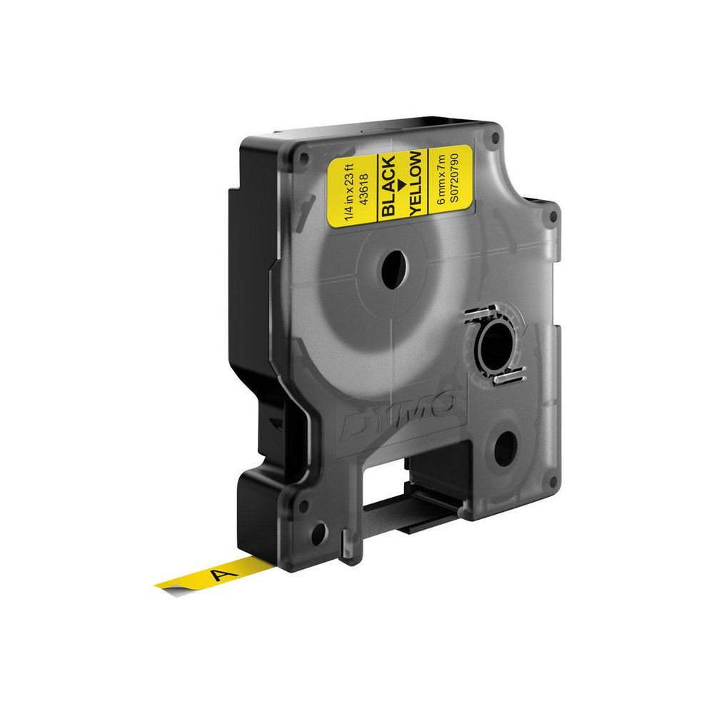 FITA DYMO 43618 D1 6MMX7M PRETO>AMARELO S0720790 1