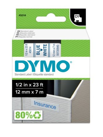 FITA DYMO 45014 D1 12MMX7M AZUL>BRANCA S0720540