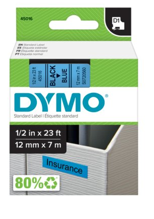 FITA DYMO 45016 D1 12MMX7M PRETA>AZUL S0720560