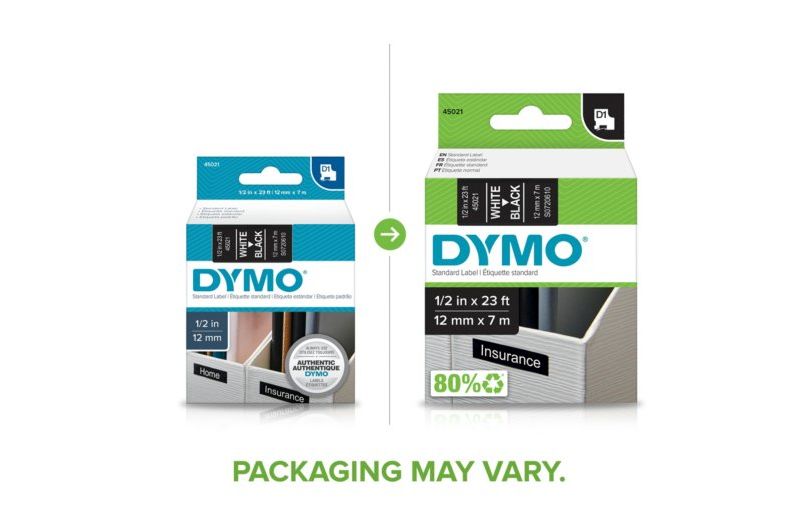 FITA DYMO 45021 D1 12MMX7M BRANCA>PRETA S0720610 4