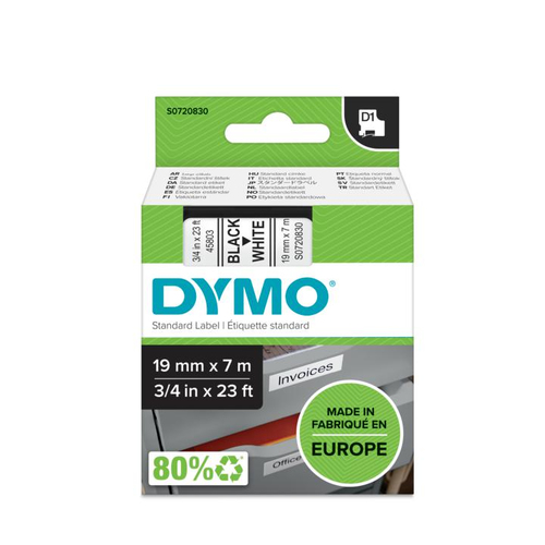 FITA DYMO 45803/45213 D1 19MMX7M PRETO>BRANCO S0720830