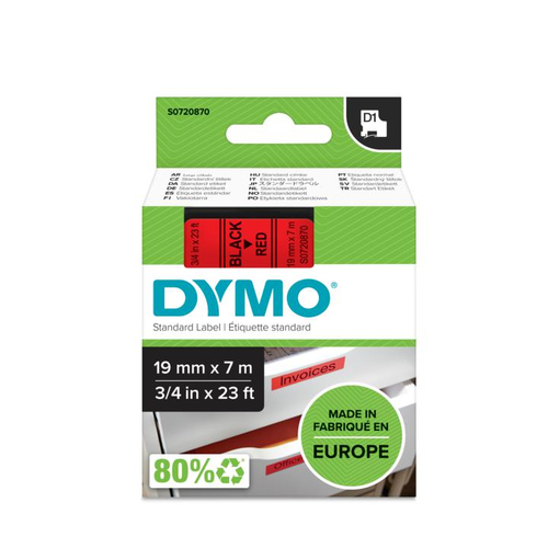 FITA DYMO 45217 D1 19MMX7M PRETO>VERMELHO S0720870